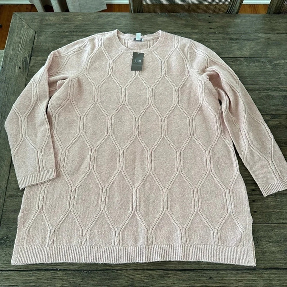 NWT J Jill Womens 1X Mink Pink Cable Crewneck Sweater Pullover Spring Soft New - Picture 7 of 10